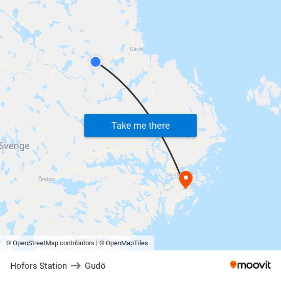 Hofors Station to Gudö map