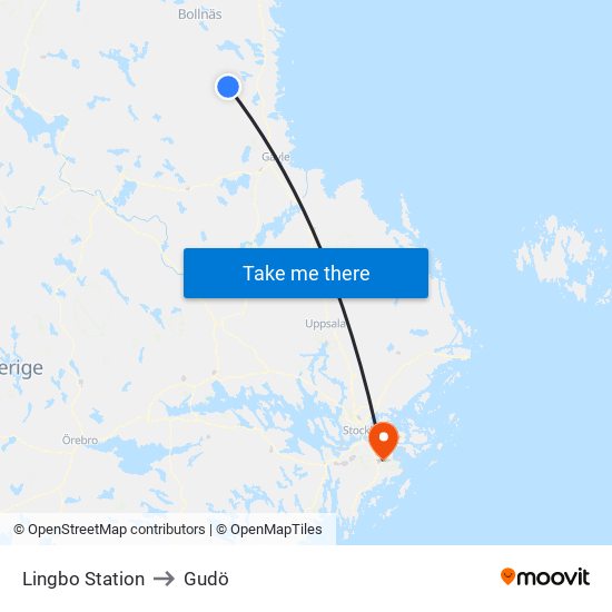 Lingbo Station to Gudö map