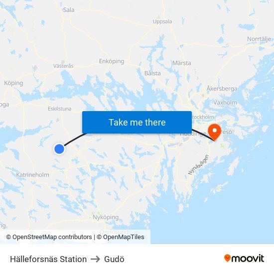 Hälleforsnäs Station to Gudö map