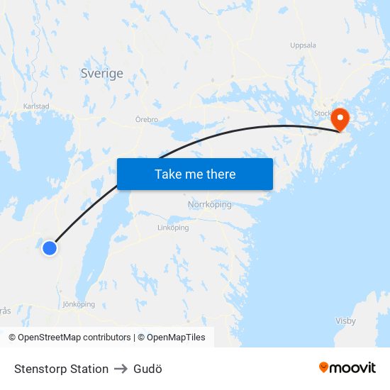 Stenstorp Station to Gudö map