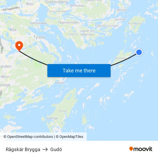 Rågskär Brygga to Gudö map