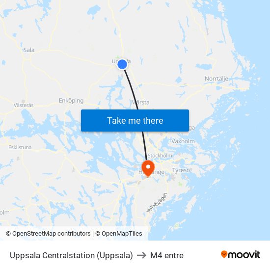 Uppsala Centralstation (Uppsala) to M4 entre map