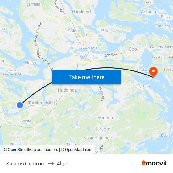 Salems Centrum to Älgö map