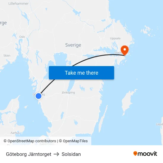 Göteborg Järntorget to Solsidan map
