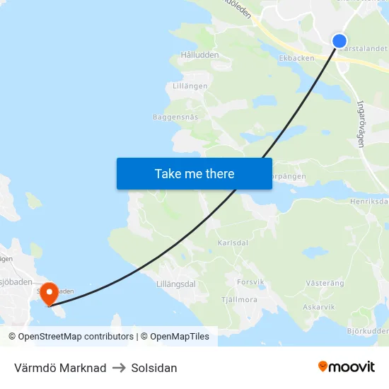 Värmdö Marknad to Solsidan map