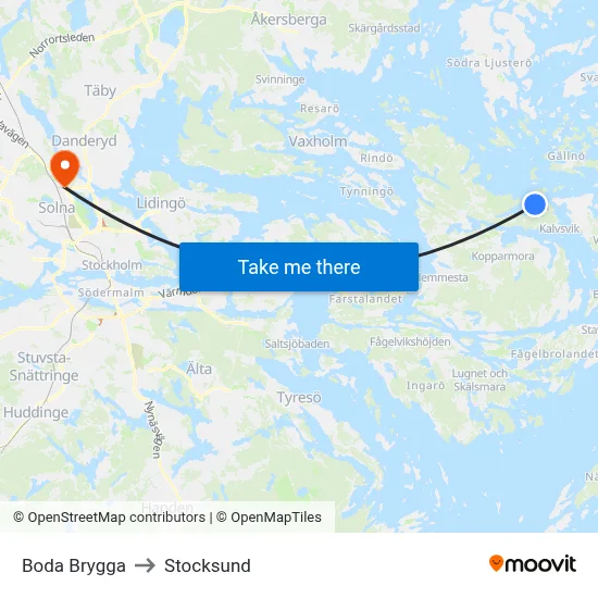 Boda Brygga to Stocksund map