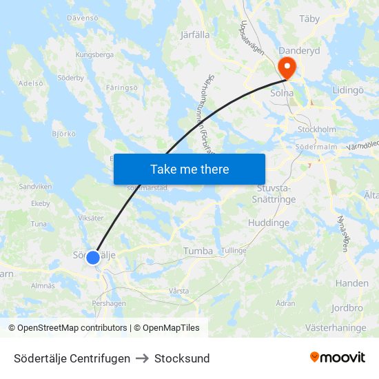 Södertälje Centrifugen to Stocksund map