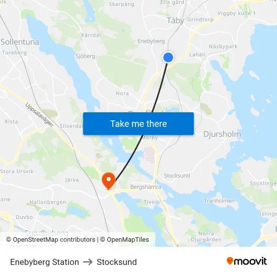 Enebyberg Station to Stocksund map