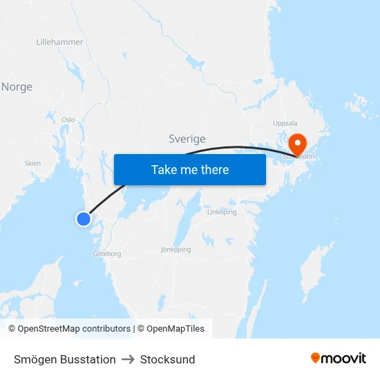 Smögen Busstation to Stocksund map