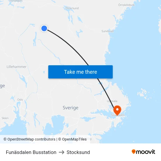 Funäsdalen Busstation to Stocksund map