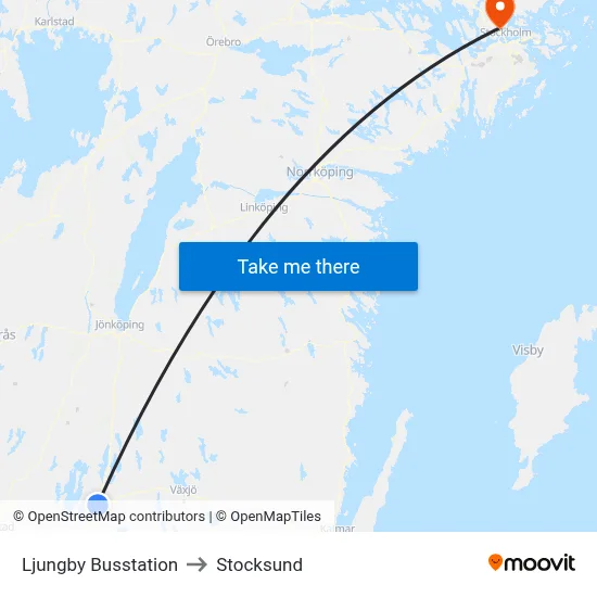 Ljungby Busstation to Stocksund map