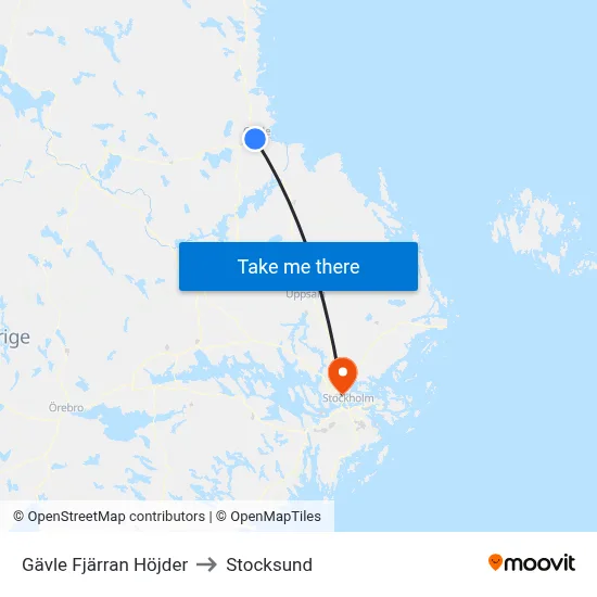 Gävle Fjärran Höjder to Stocksund map
