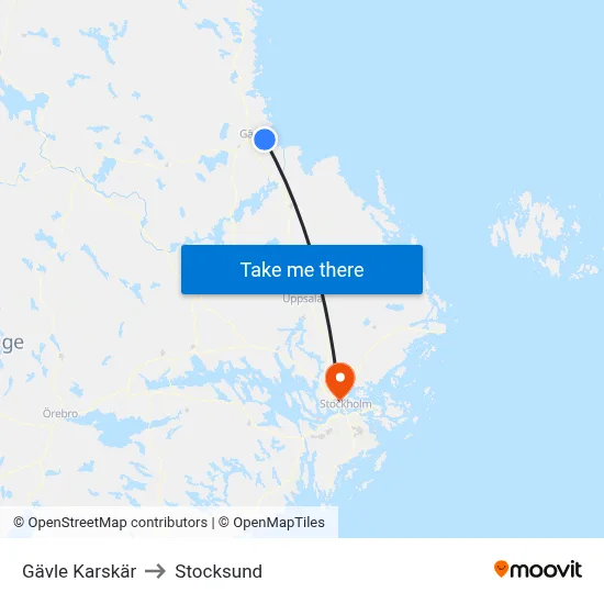 Gävle Karskär to Stocksund map