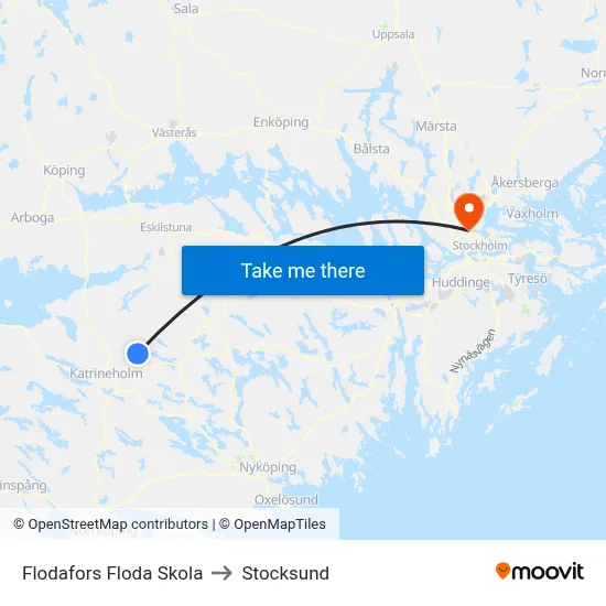 Flodafors Floda Skola to Stocksund map