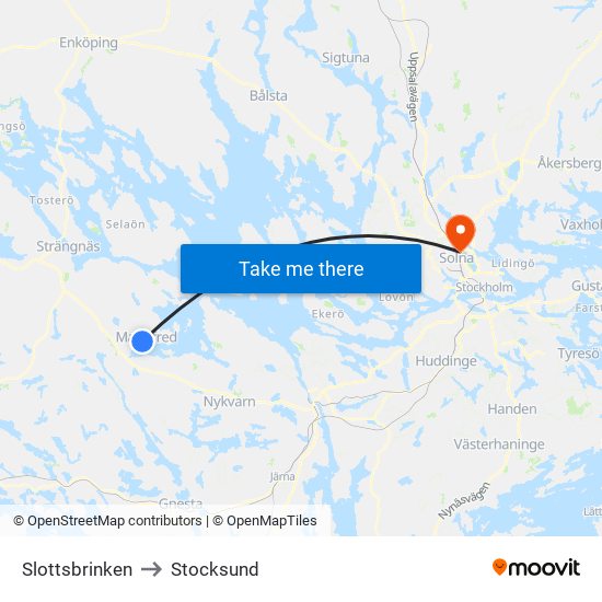 Slottsbrinken to Stocksund map