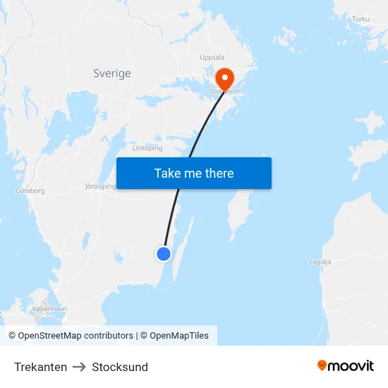 Trekanten to Stocksund map