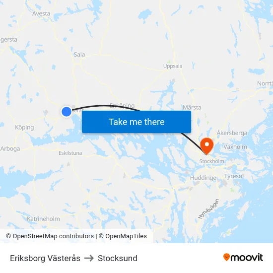 Eriksborg Västerås to Stocksund map