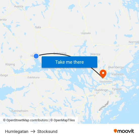 Humlegatan to Stocksund map