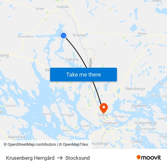 Krusenberg Herrgård to Stocksund map