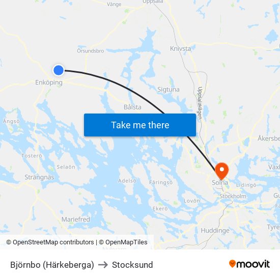 Björnbo (Härkeberga) to Stocksund map