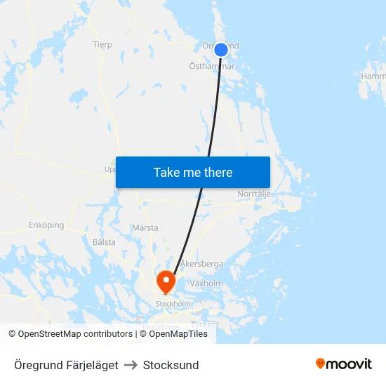 Öregrund Färjeläget to Stocksund map