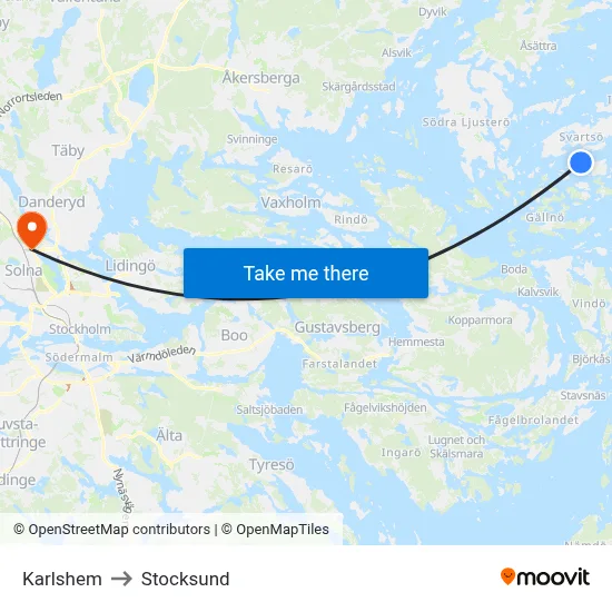 Karlshem to Stocksund map