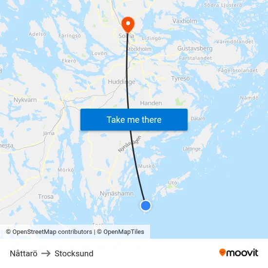 Nåttarö to Stocksund map