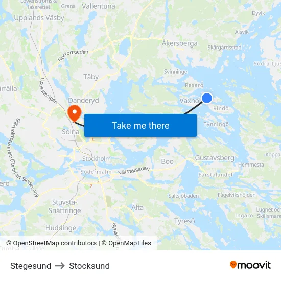 Stegesund to Stocksund map