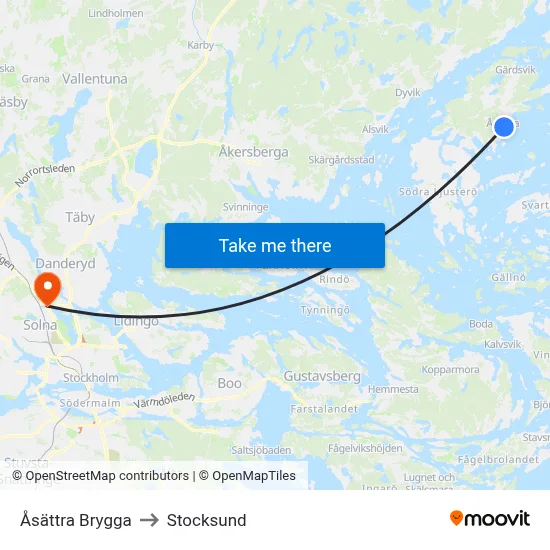 Åsättra Brygga to Stocksund map