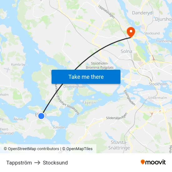 Tappström to Stocksund map