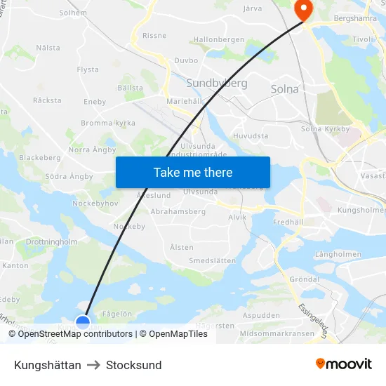 Kungshättan to Stocksund map