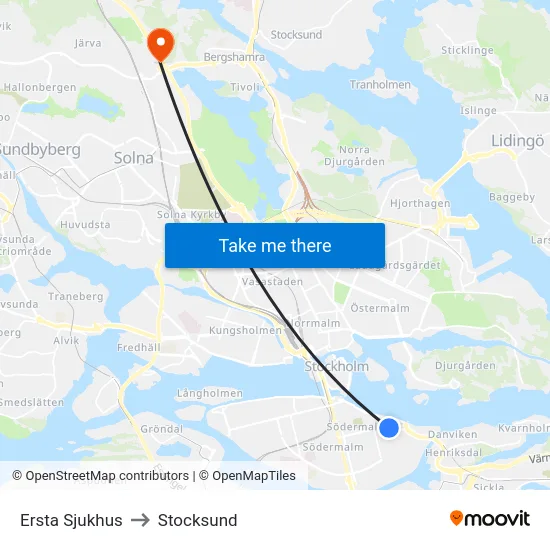 Ersta Sjukhus to Stocksund map