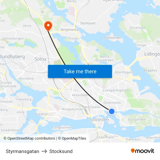 Styrmansgatan to Stocksund map
