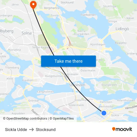 Sickla Udde to Stocksund map
