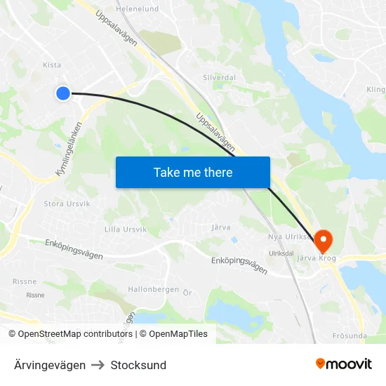 Ärvingevägen to Stocksund map