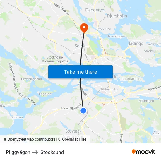 Pliggvägen to Stocksund map