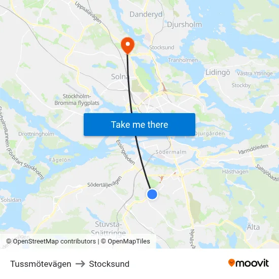 Tussmötevägen to Stocksund map