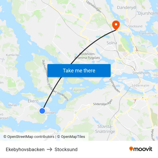 Ekebyhovsbacken to Stocksund map