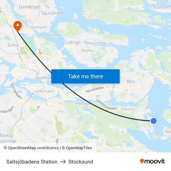 Saltsjöbadens Station to Stocksund map