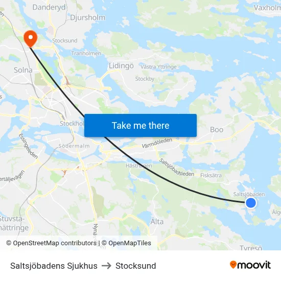 Saltsjöbadens Sjukhus to Stocksund map