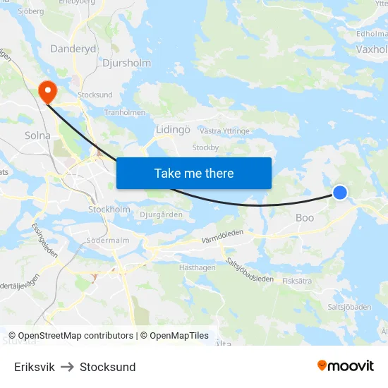 Eriksvik to Stocksund map