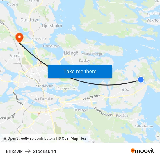 Eriksvik to Stocksund map