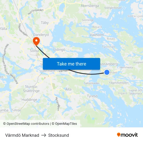 Värmdö Marknad to Stocksund map