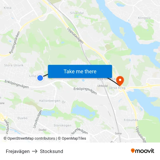 Frejavägen to Stocksund map