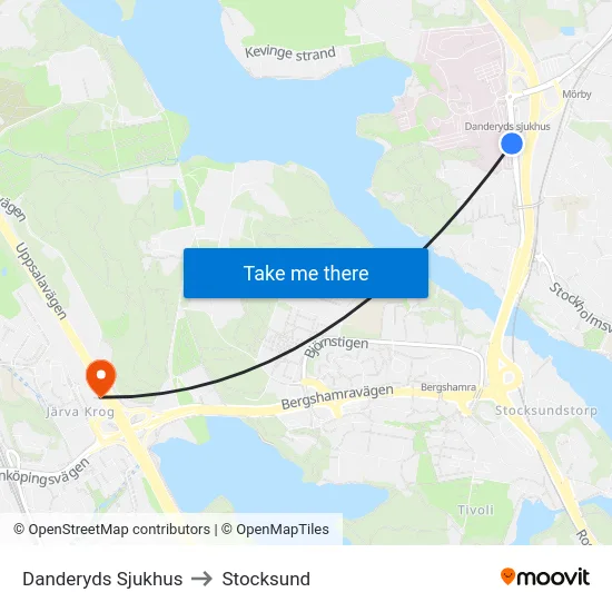 Danderyds Sjukhus to Stocksund map