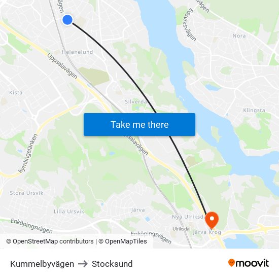 Kummelbyvägen to Stocksund map