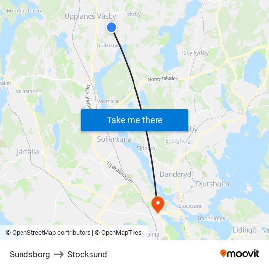 Sundsborg to Stocksund map