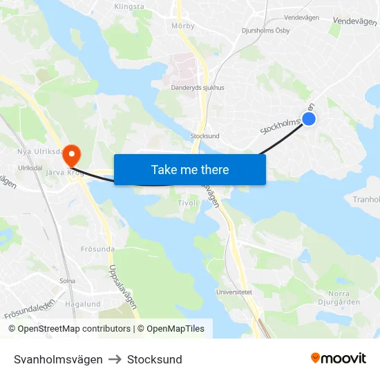 Svanholmsvägen to Stocksund map