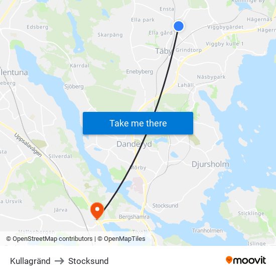 Kullagränd to Stocksund map