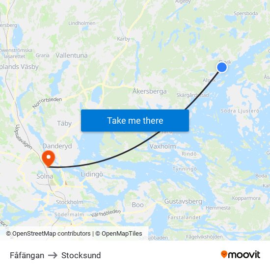 Fåfängan to Stocksund map